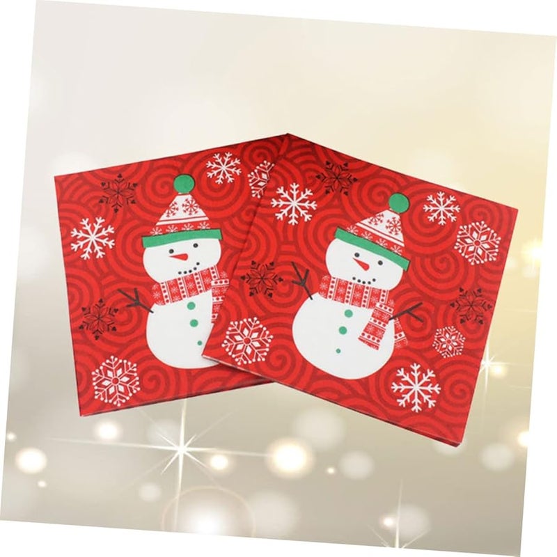 Christmas Snowman Napkins 20 Pack Red Festive Holiday Dinner Party Decorations - Image 4
